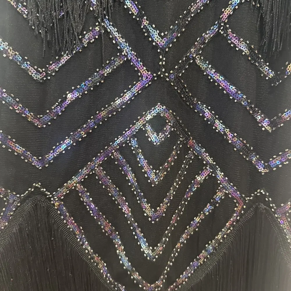 Size Small Women's Sequin Fringe Dress Sexy Fun And A Showstopper
